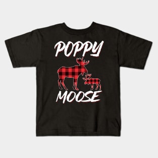 Red Plaid Poppy Moose Matching Family Pajama Christmas Gift Kids T-Shirt